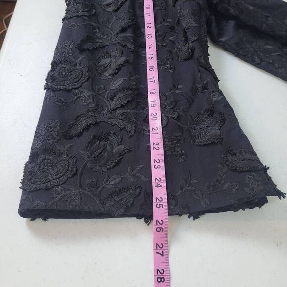 Talbots Womens Floral Embroidered Top Black Size 12 Dark Romantic Fairy Feminine - Picture 8 of 8
